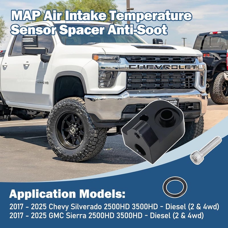 Xiaoyudou MAP Air Intake Temperature Sensor Spacer Anti-Soot Fit for 2017-2025 Chevy Silverado 2500HD 3500HD, GMC Sierra 2500HD 3500HD 6.6L Duramax Diesel(Black) - Image 3